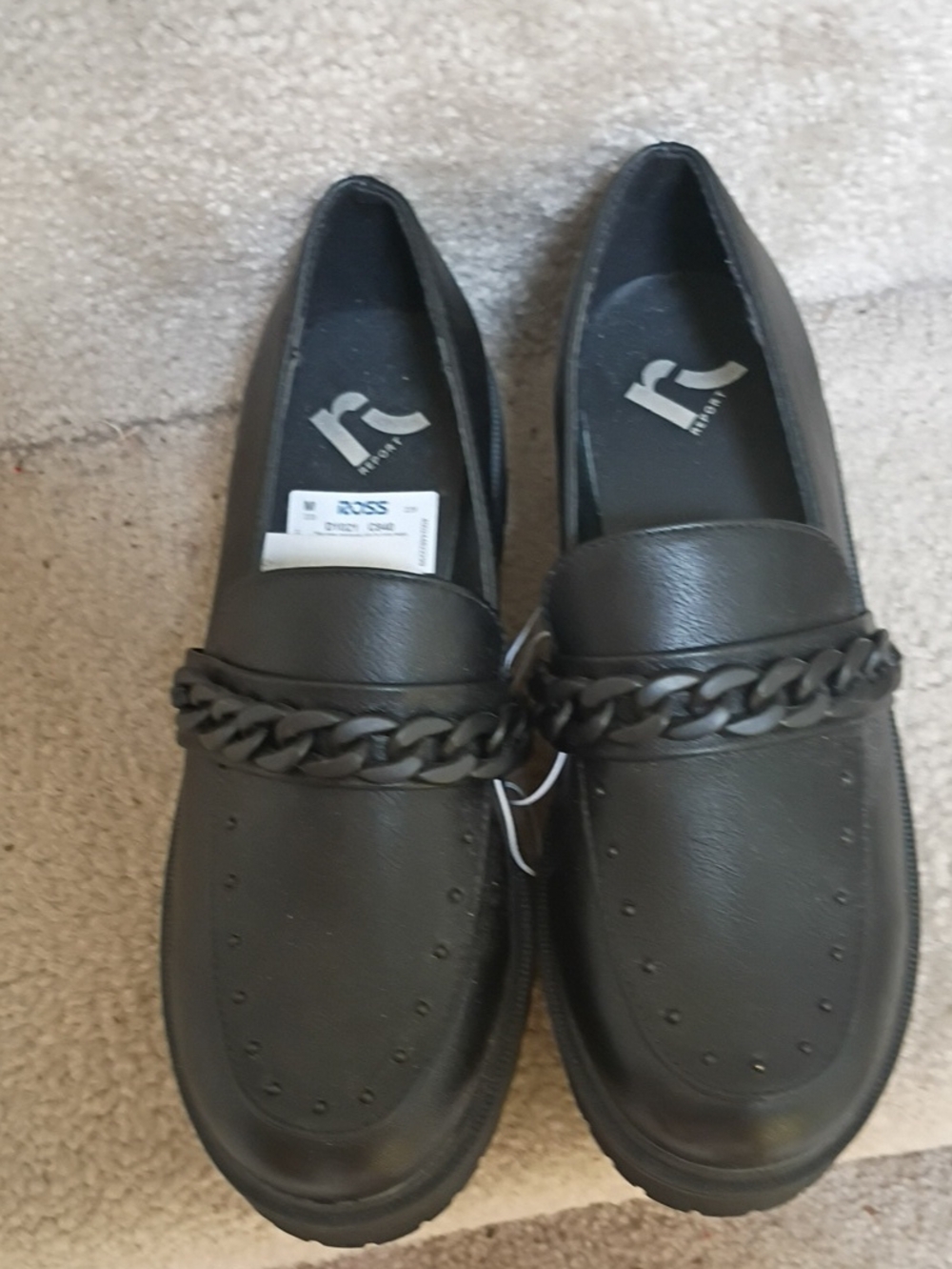 Report Black Chain-Trim Slip-On Loafers